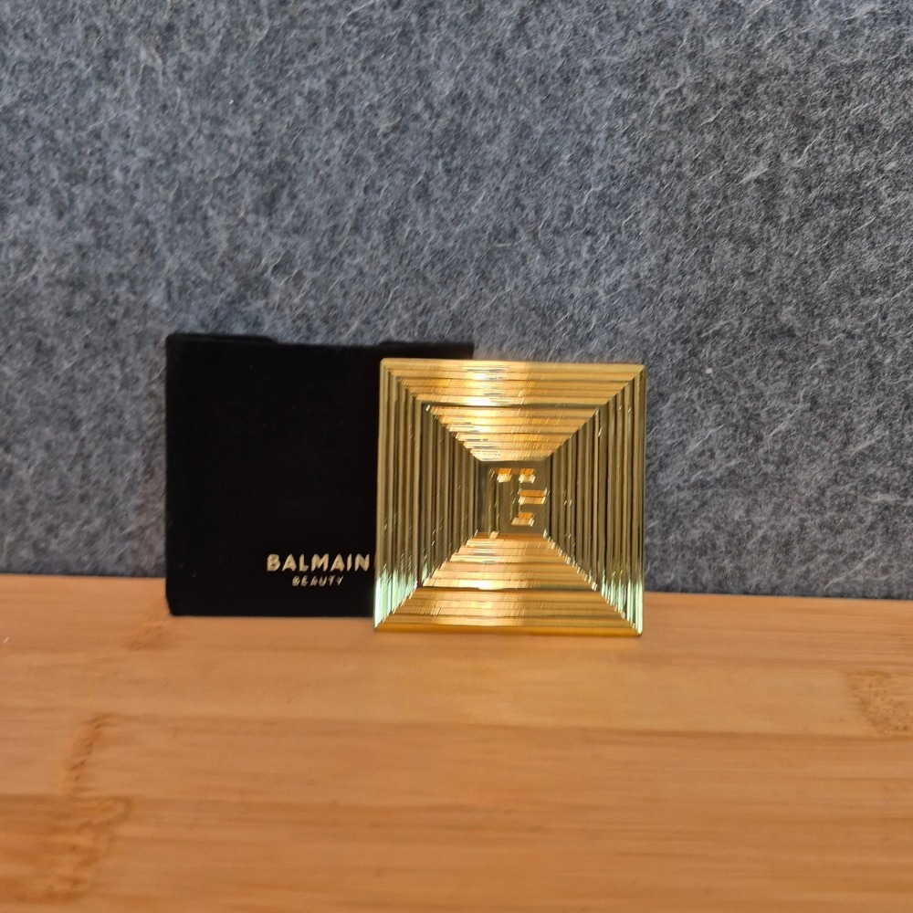 New Balmain Beauty Gold-Toned Geometric Pocket Mirror With Carry Case